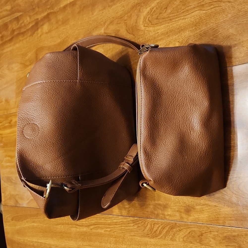 Kaylie Bucket Bag, Brown, super-soft pebble grain vegan leather crossbody